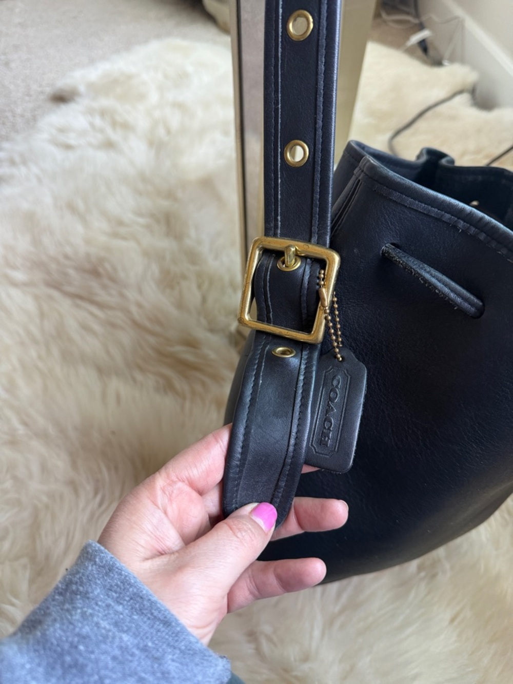 Coach Black Full-Grain Leather Shoulder Messenger Bag - Picture 5 of 5